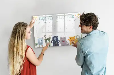 Magnetic glass dry erase weekly planner for children