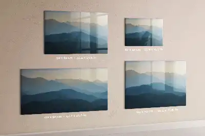 Magnetic glass dry erase board with landscape abstraction design