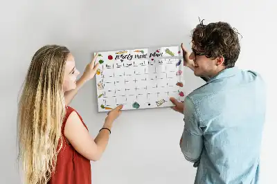 Magnetic glass dry erase board weekly meal planner