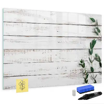 Magnetic glass dry erase board with wooden frame