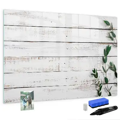 Magnetic glass dry erase board with wooden frame