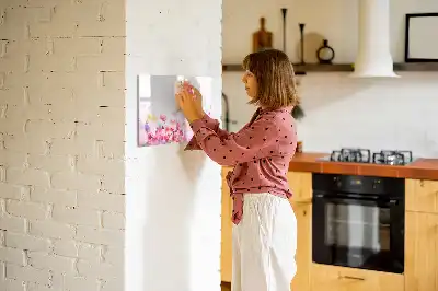 Magnetic glass dry erase board with a meadow of flowers print