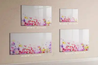 Magnetic glass dry erase board with a meadow of flowers print