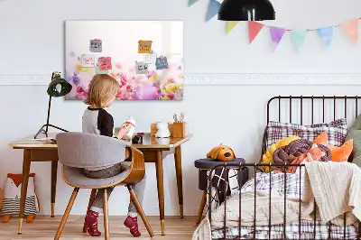 Magnetic glass dry erase board with a meadow of flowers print