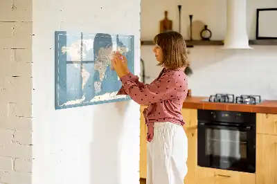 Magnetic marker board vintage world map design