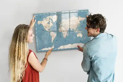 Magnetic marker board vintage world map design