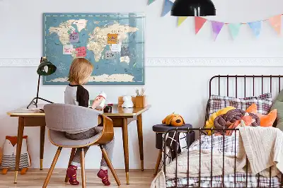 Magnetic marker board vintage world map design