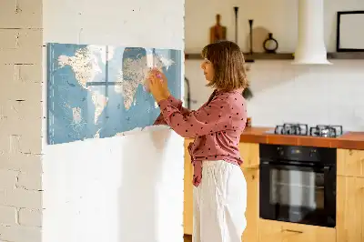 Magnetic marker board vintage world map design