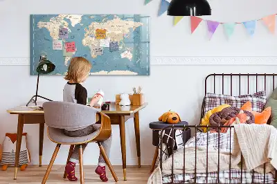 Magnetic marker board vintage world map design