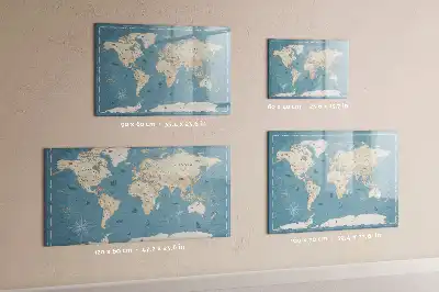 Magnetic marker board vintage world map design