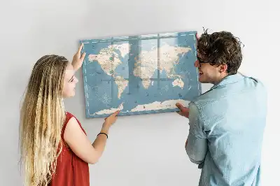 Magnetic marker board vintage world map design