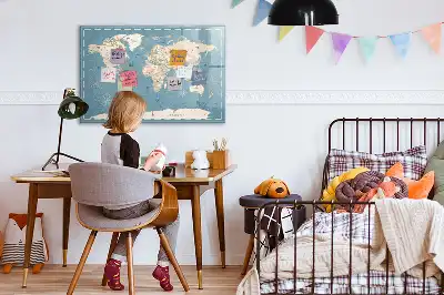Magnetic marker board vintage world map design