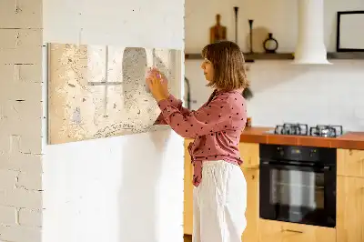 Magnetic glass dry erase board with vintage world map design