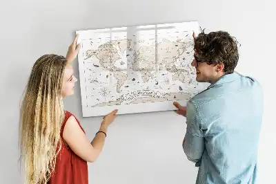 Magnetic marker board vintage world map design