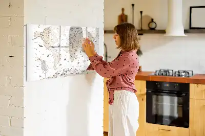 Magnetic marker board vintage world map design