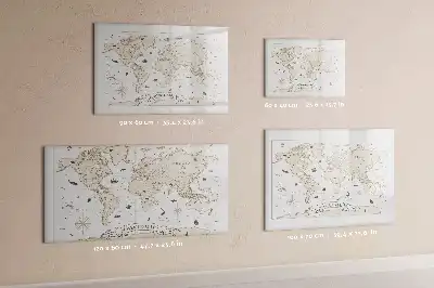 Magnetic marker board vintage world map design