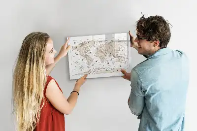 Magnetic marker board vintage world map design