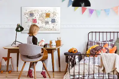 Magnetic marker board vintage world map design