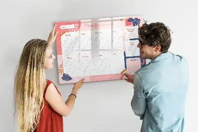 Magnetic glass weekly planner board dry erase surface