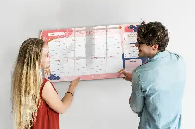 Magnetic glass weekly planner board dry erase surface