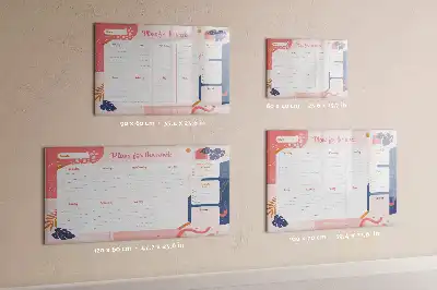 Magnetic glass weekly planner board dry erase surface
