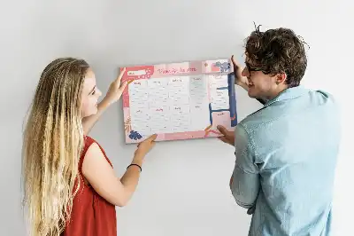 Magnetic glass weekly planner board dry erase surface