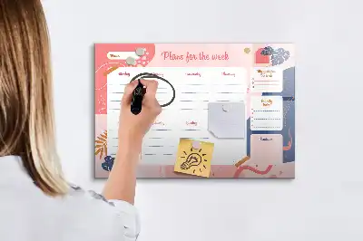 Magnetic glass weekly planner board dry erase surface