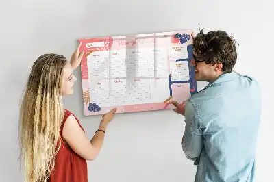Magnetic glass weekly planner board dry erase surface