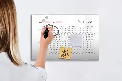 Magnetic glass dry erase board habit tracker