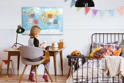 Magnetic marker board with a political world map