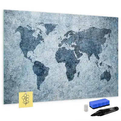 Magnetic marker board painted world map design