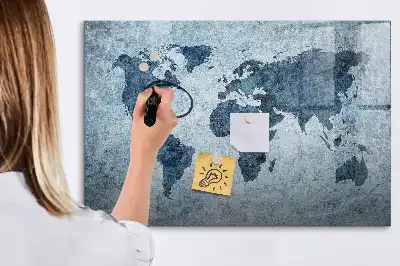 Magnetic marker board painted world map design