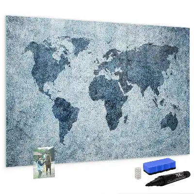 Magnetic marker board painted world map design