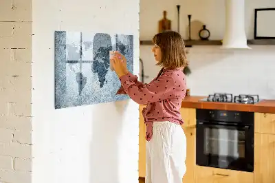 Magnetic marker board painted world map design