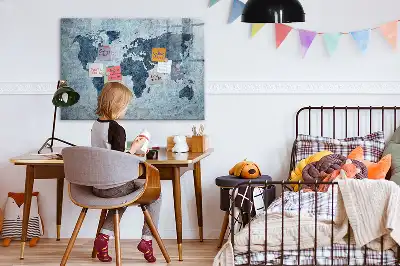 Magnetic marker board painted world map design