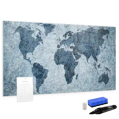Magnetic marker board painted world map design