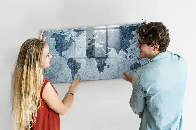 Magnetic marker board painted world map design