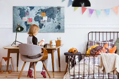 Magnetic marker board painted world map design