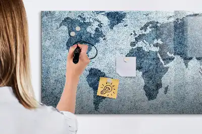Magnetic marker board painted world map design