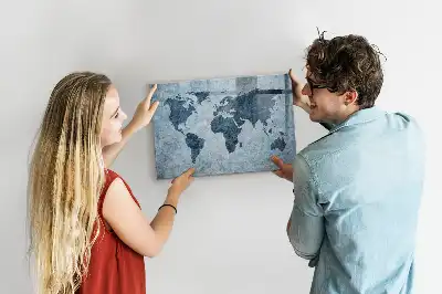 Magnetic marker board painted world map design