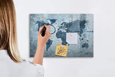 Magnetic marker board painted world map design