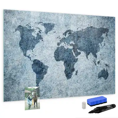 Magnetic marker board painted world map design