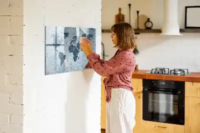 Magnetic marker board painted world map design