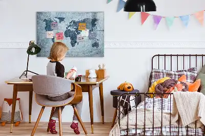 Magnetic marker board painted world map design