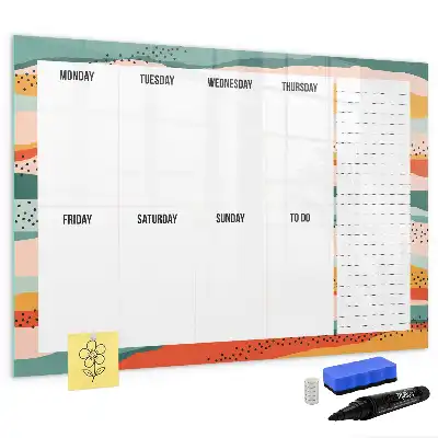 Magnetic marker board retro weekly planner