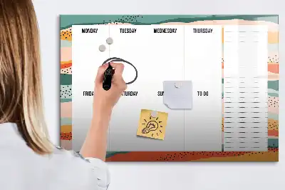 Magnetic marker board retro weekly planner