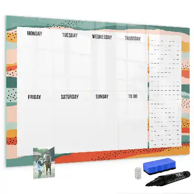 Magnetic marker board retro weekly planner
