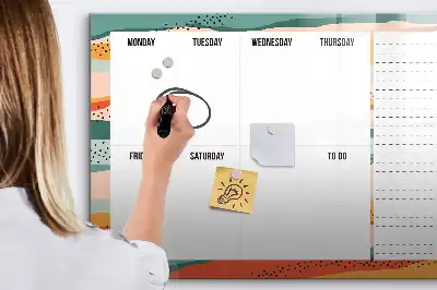 Magnetic marker board retro weekly planner