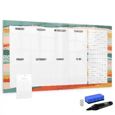 Magnetic marker board retro weekly planner