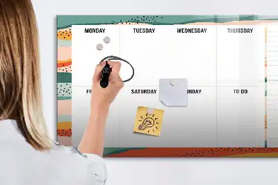 Magnetic marker board retro weekly planner